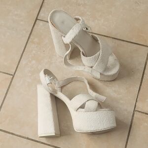 Public Desire Cream Platform Heels Size 6